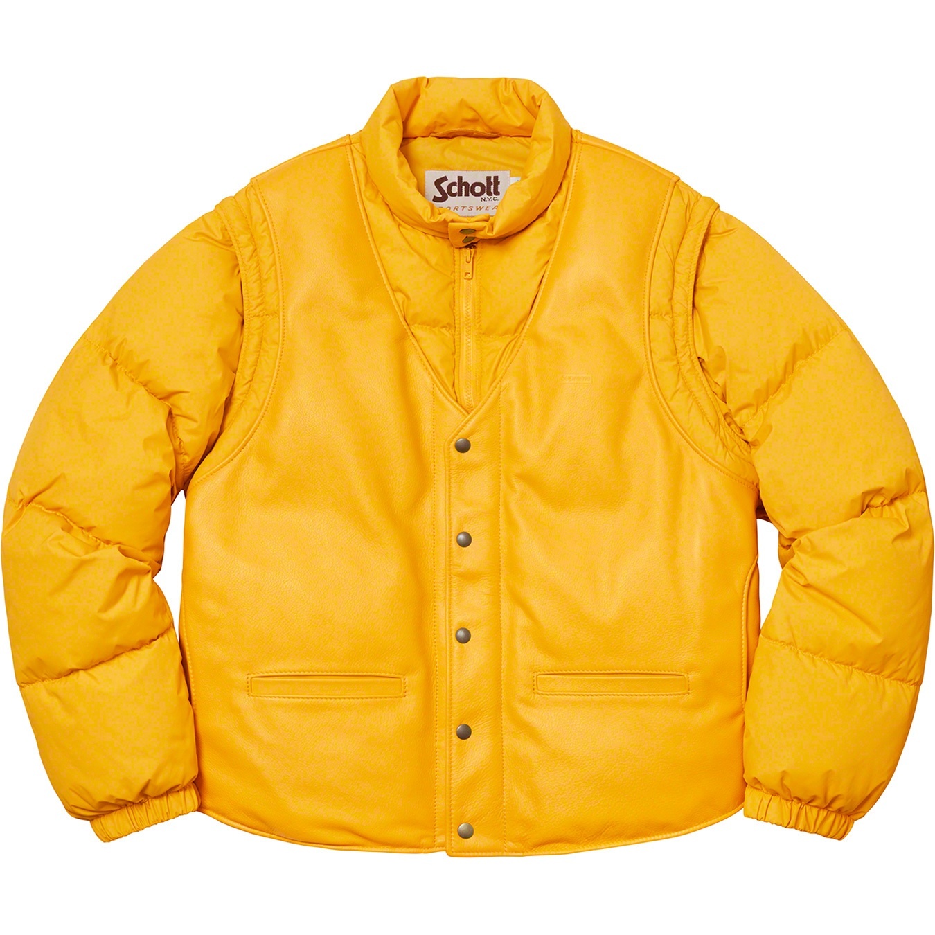 Supreme®/Schott® Down Leather Vest Puffy Jacket view 5